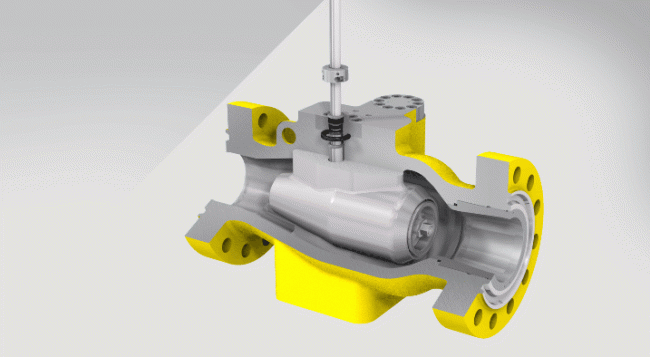 Subsea axial on-off valve